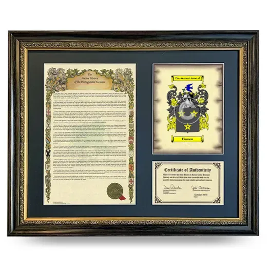 Finnen Framed Surname History and Coat of Arms- Heirloom