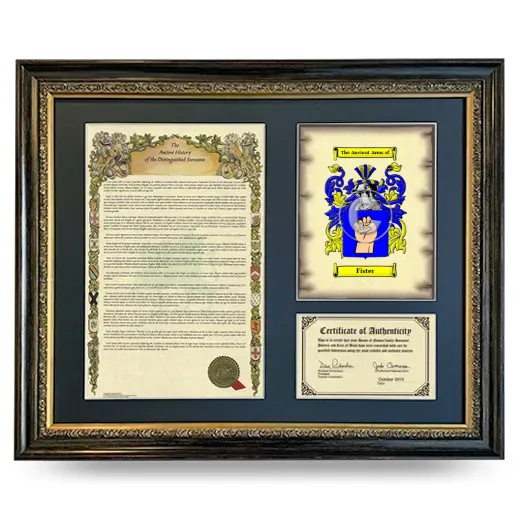 Fister Framed Surname History and Coat of Arms- Heirloom