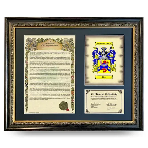 Five Framed Surname History and Coat of Arms- Heirloom