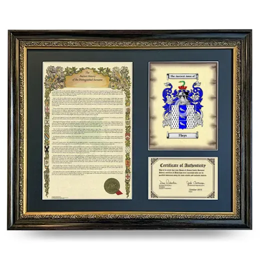 Flays Framed Surname History and Coat of Arms- Heirloom