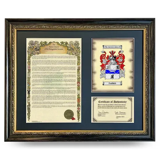 Forbish Framed Surname History and Coat of Arms- Heirloom