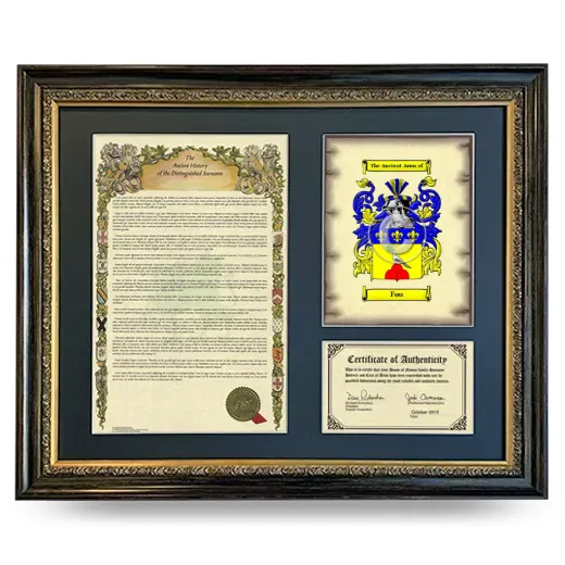 Fou Framed Surname History and Coat of Arms- Heirloom