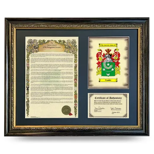 Fradet Framed Surname History and Coat of Arms- Heirloom