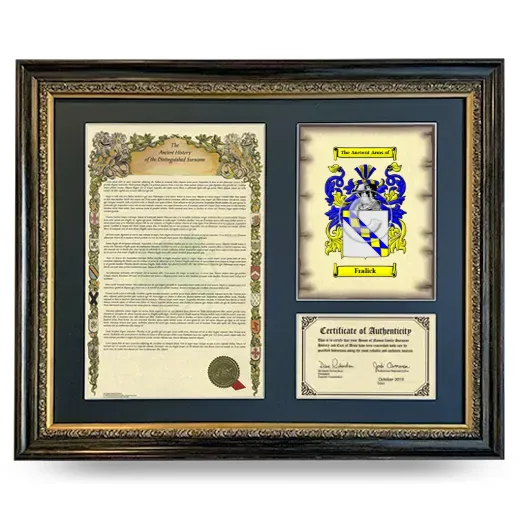 Fralick Framed Surname History and Coat of Arms- Heirloom