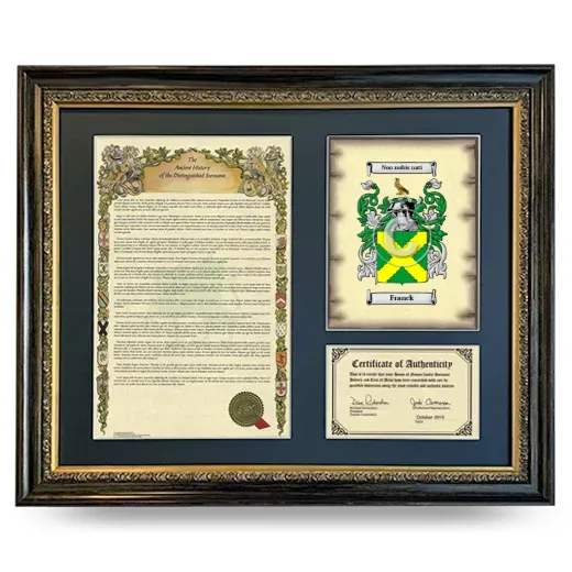 Franck Framed Surname History and Coat of Arms- Heirloom