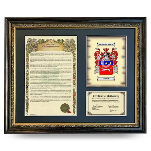 Friesen Framed Surname History and Coat of Arms- Heirloom