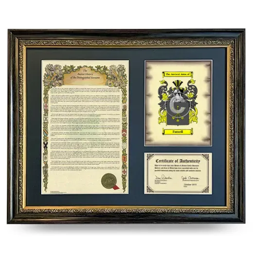 Futrell Framed Surname History and Coat of Arms- Heirloom