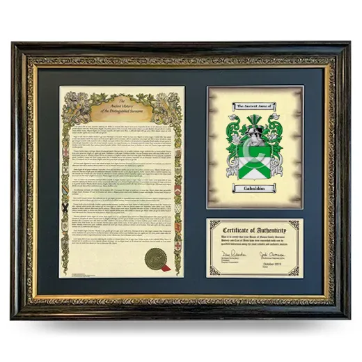Gabaldón Framed Surname History and Coat of Arms- Heirloom