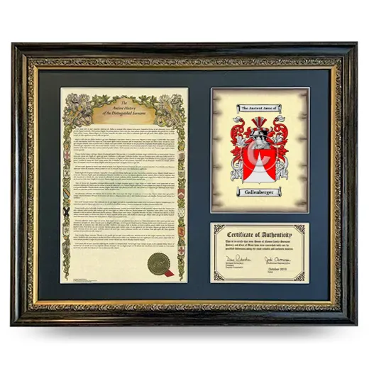 Gallenberger Framed Surname History and Coat of Arms- Heirloom