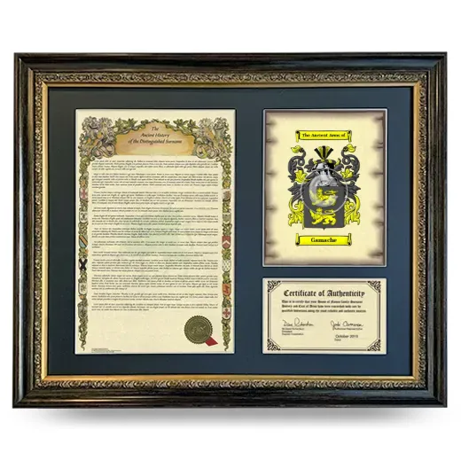 Gamache Framed Surname History and Coat of Arms- Heirloom