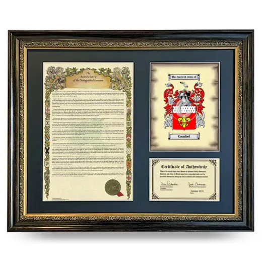 Gambel Framed Surname History and Coat of Arms- Heirloom