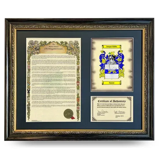Garat Framed Surname History and Coat of Arms- Heirloom