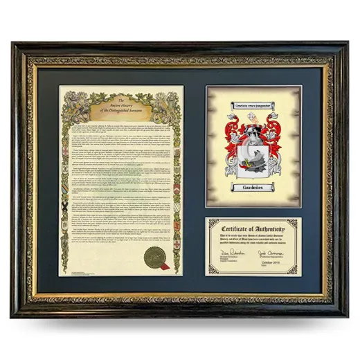 Gardeñes Framed Surname History and Coat of Arms- Heirloom