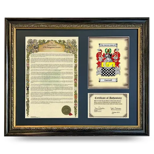 Gastrall Framed Surname History and Coat of Arms- Heirloom