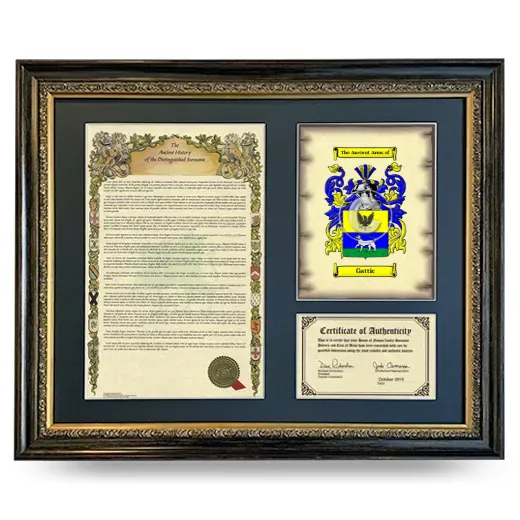 Gattic Framed Surname History and Coat of Arms- Heirloom
