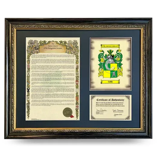 Gebb Framed Surname History and Coat of Arms- Heirloom