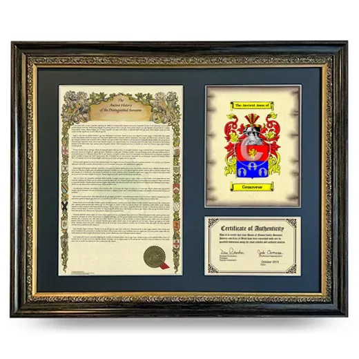 Genovese Framed Surname History and Coat of Arms- Heirloom