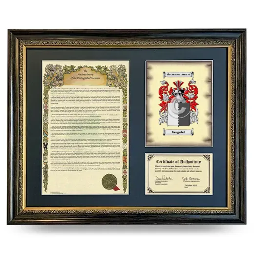 Gergolet Framed Surname History and Coat of Arms- Heirloom