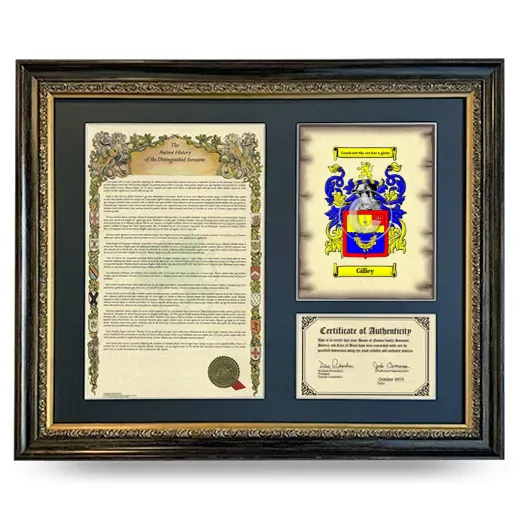 Gilley Framed Surname History and Coat of Arms- Heirloom