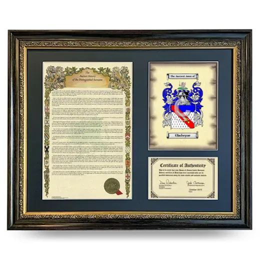 Gladwyne Framed Surname History and Coat of Arms- Heirloom