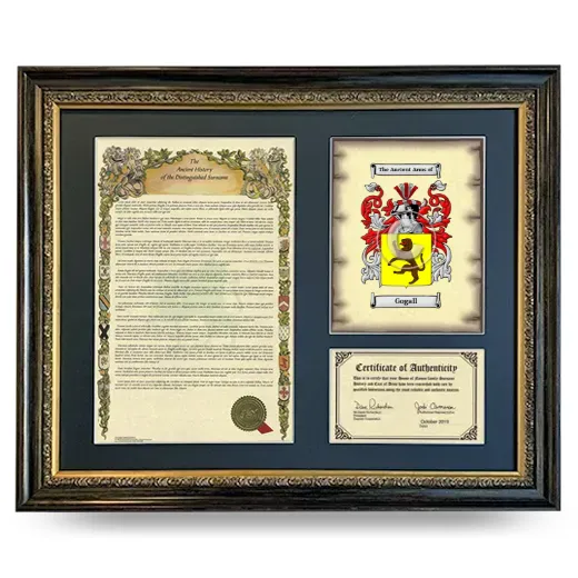 Gogall Framed Surname History and Coat of Arms- Heirloom