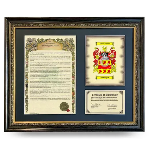 Goodwynn Framed Surname History and Coat of Arms- Heirloom