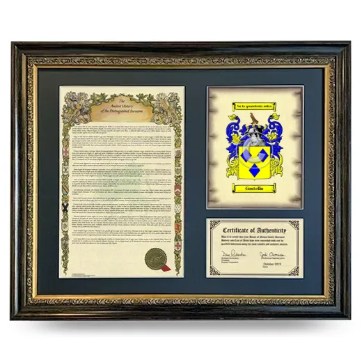 Gostello Framed Surname History and Coat of Arms- Heirloom