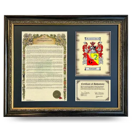 Gottwald Framed Surname History and Coat of Arms- Heirloom