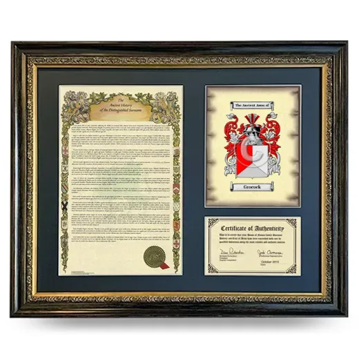 Grocock Framed Surname History and Coat of Arms- Heirloom
