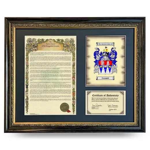 Groomb Framed Surname History and Coat of Arms- Heirloom
