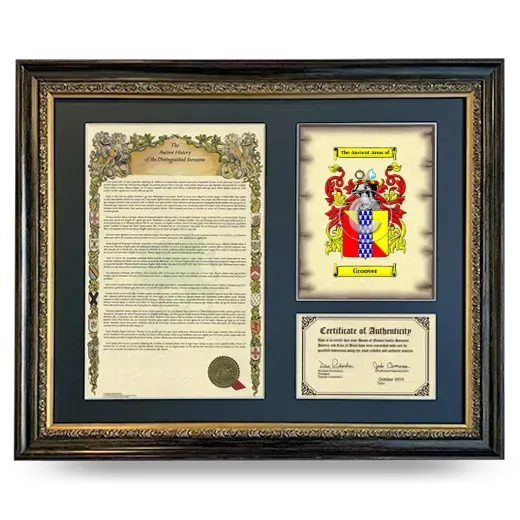 Groover Framed Surname History and Coat of Arms- Heirloom