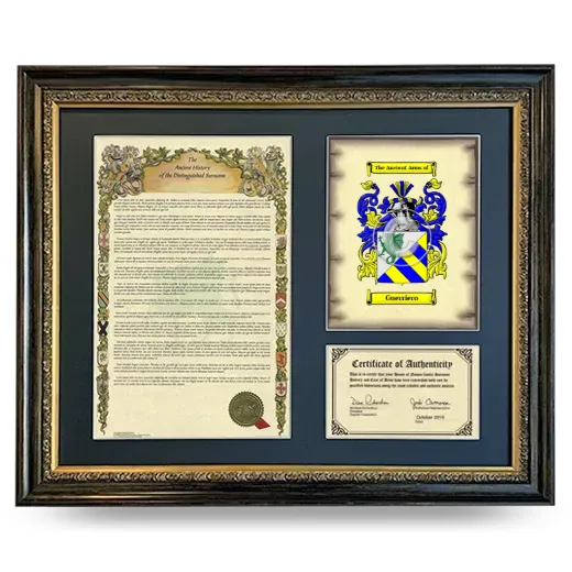Guerriero Framed Surname History and Coat of Arms- Heirloom
