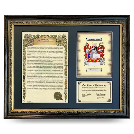 Gumbleton Framed Surname History and Coat of Arms- Heirloom