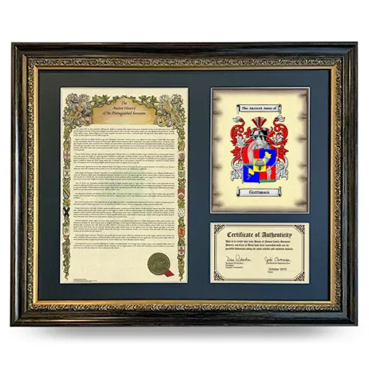Guttman Framed Surname History and Coat of Arms- Heirloom