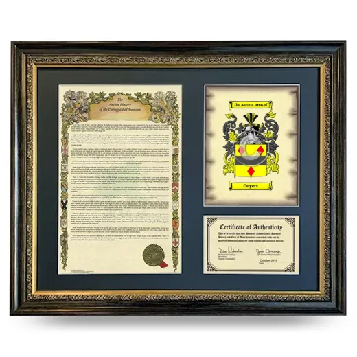 Guyers Framed Surname History and Coat of Arms- Heirloom
