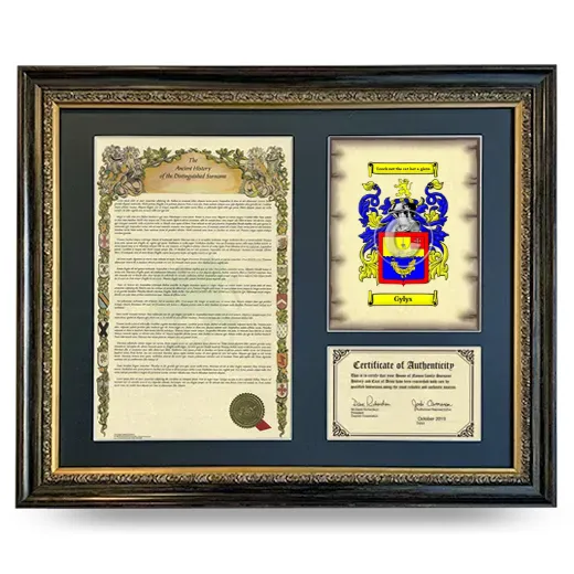 Gylys Framed Surname History and Coat of Arms- Heirloom