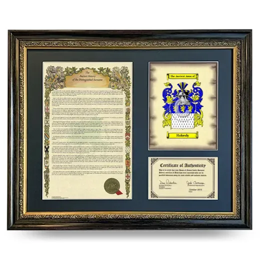 Hakesly Framed Surname History and Coat of Arms- Heirloom