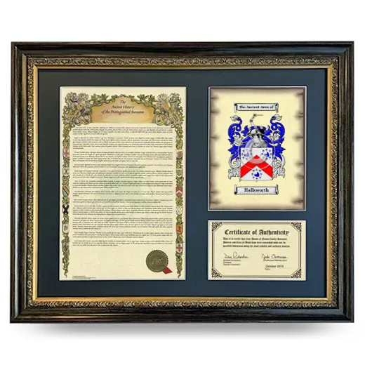 Hallsworth Framed Surname History and Coat of Arms- Heirloom