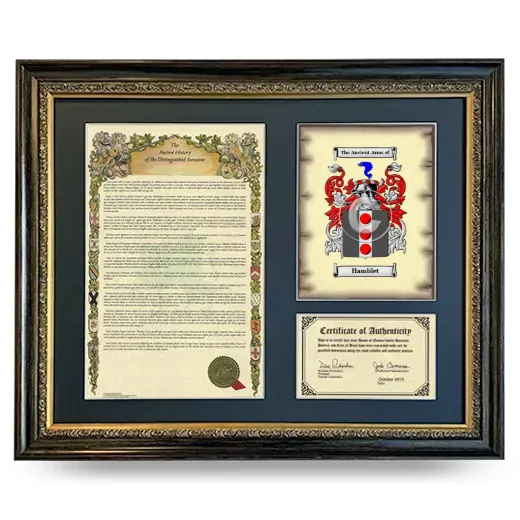 Hamblet Framed Surname History and Coat of Arms- Heirloom