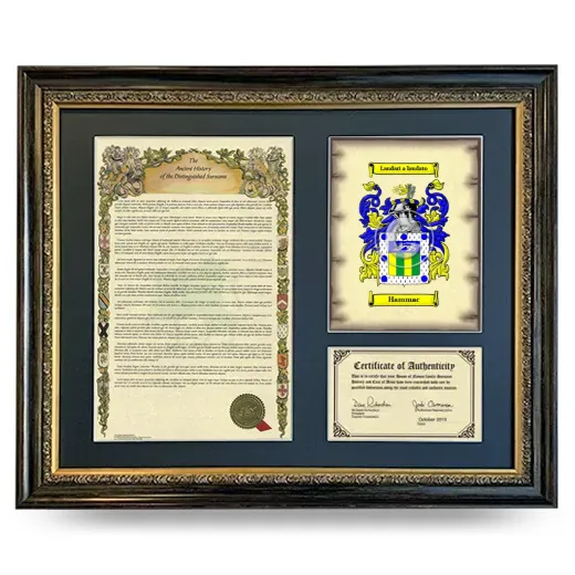 Hammac Framed Surname History and Coat of Arms- Heirloom