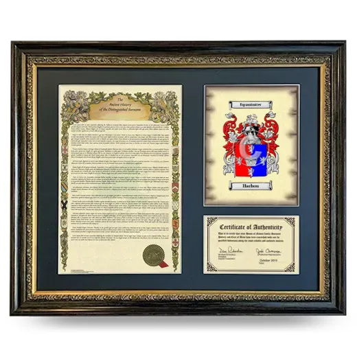 Harbou Framed Surname History and Coat of Arms- Heirloom