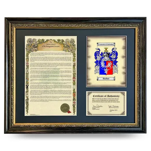Harbut Framed Surname History and Coat of Arms- Heirloom