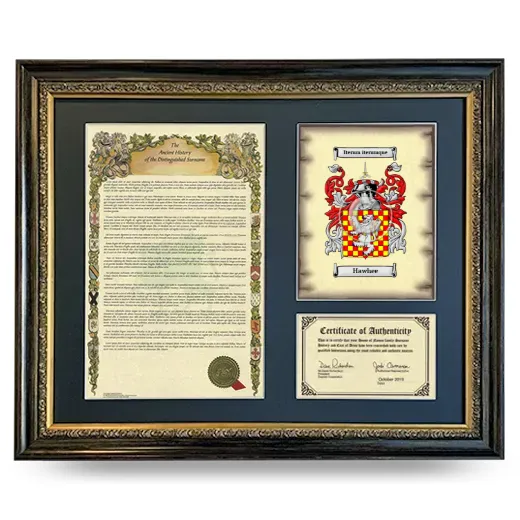 Hawhee Framed Surname History and Coat of Arms- Heirloom