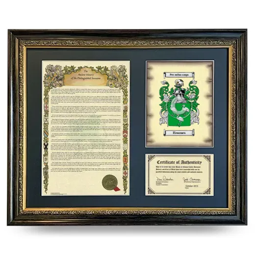 Hearnes Framed Surname History and Coat of Arms- Heirloom