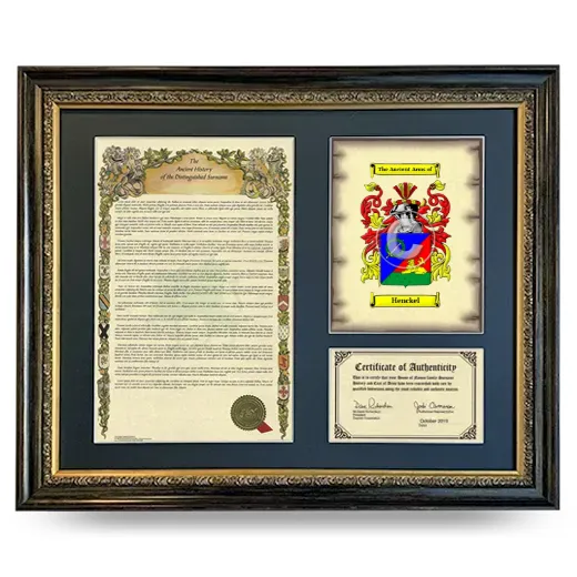 Henckel Framed Surname History and Coat of Arms- Heirloom