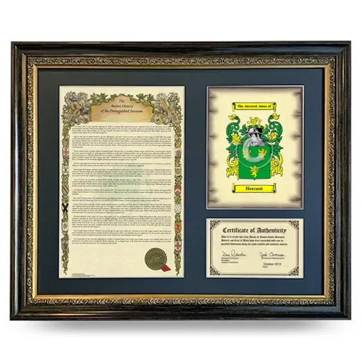 Herrant Framed Surname History and Coat of Arms- Heirloom