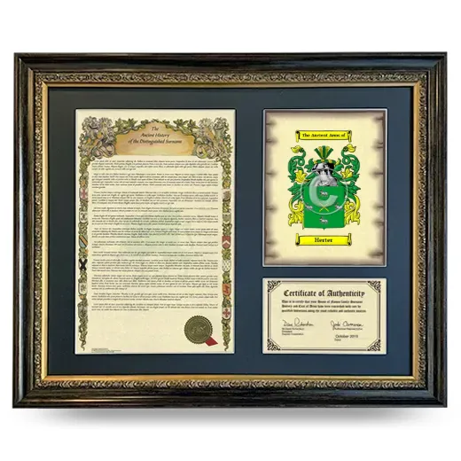 Herter Framed Surname History and Coat of Arms- Heirloom