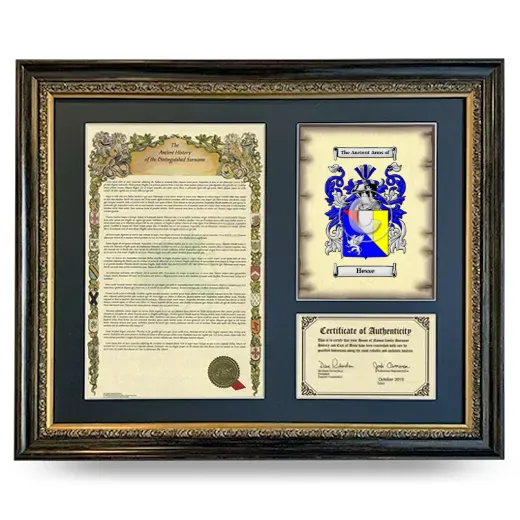 Hesse Framed Surname History and Coat of Arms- Heirloom
