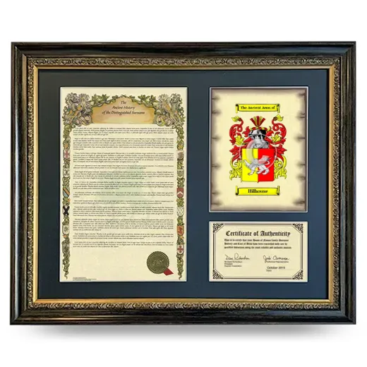 Hilhouse Framed Surname History and Coat of Arms- Heirloom
