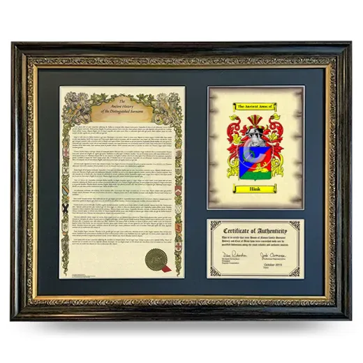 Hink Framed Surname History and Coat of Arms- Heirloom